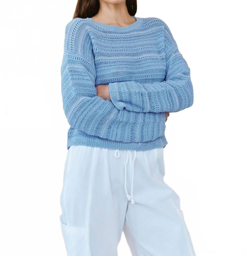 NEW BELLA DAHL textured crew neck sweater in sea breeze blue